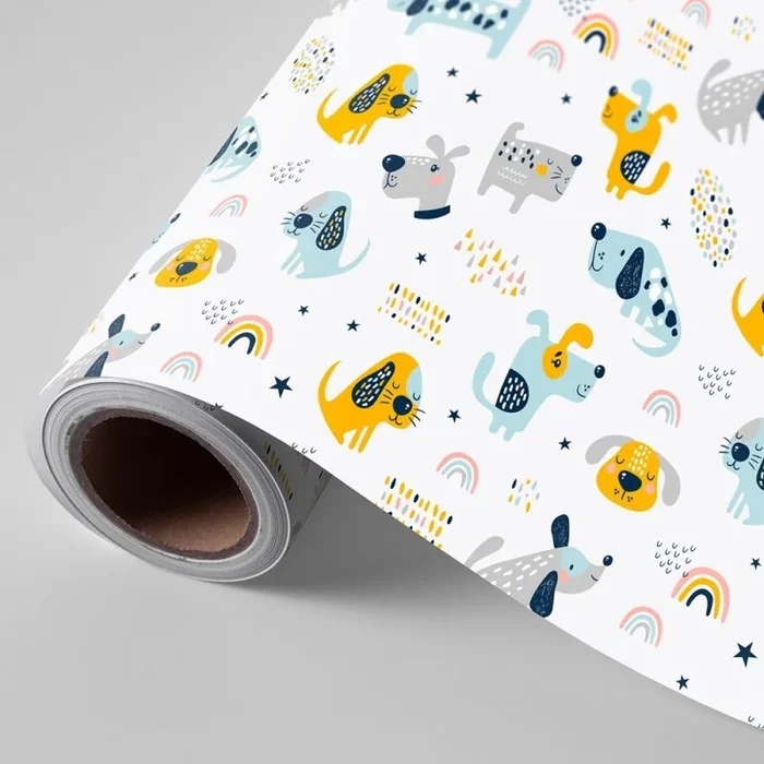 Provisional *bobina papel regalo 62 cm 95 mts. infantil puppies