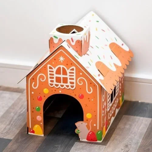 Provisional *casita navideña de cartón para mascotas