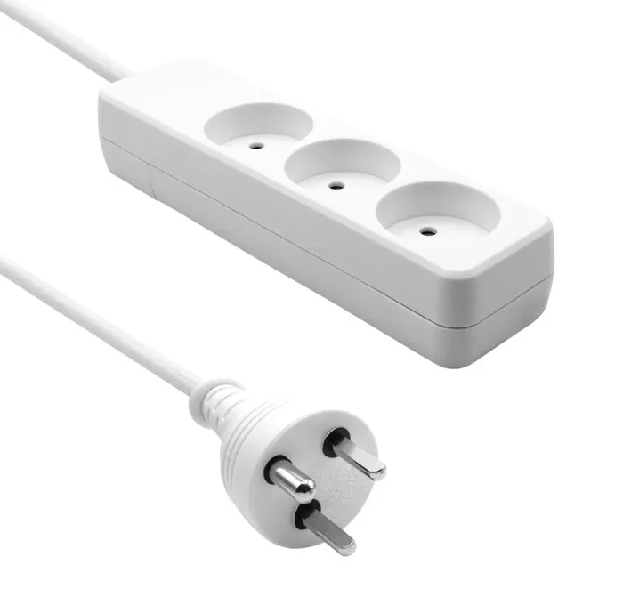 Proxtend danish power strip 3-way 3m it white