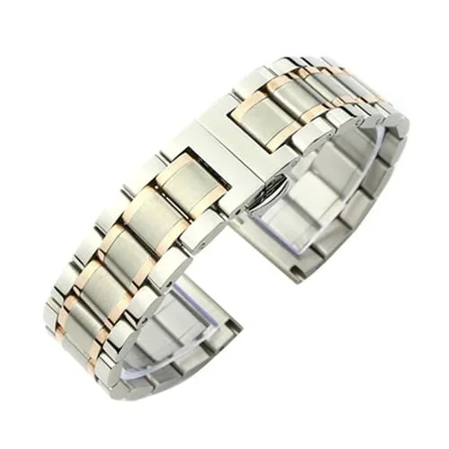 Pulsera de Acero Inoxidable 14mm Unisex Hebilla de Mariposa Oro Rosa