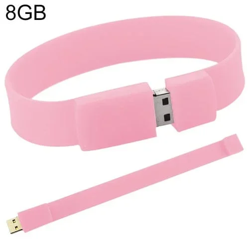 Pulsera de Silicona USB 2.0 Disco Flash 8GB (Rosa)