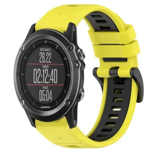 Pulsera para Garmin Fenix 3 Hr 26mm Silicona Deportiva Bicolor (Amarillo + Negro)