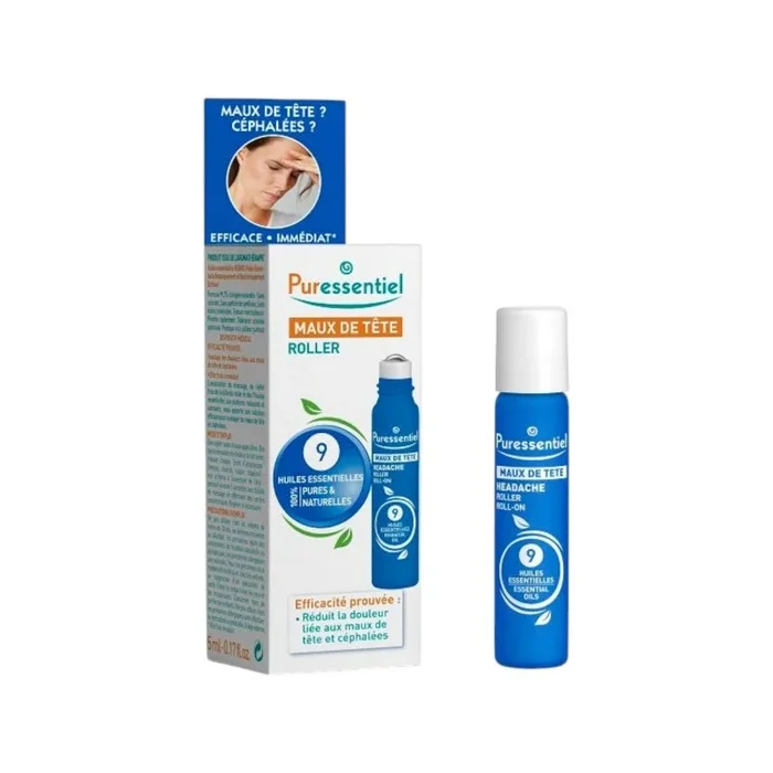 Puressentiel – Dolores de Cabeza – Roll-on Migra Pure con 9 aceites esenciales – Eficacia probada – Migraña, Cefaleas – Menta piperita – 5 ml