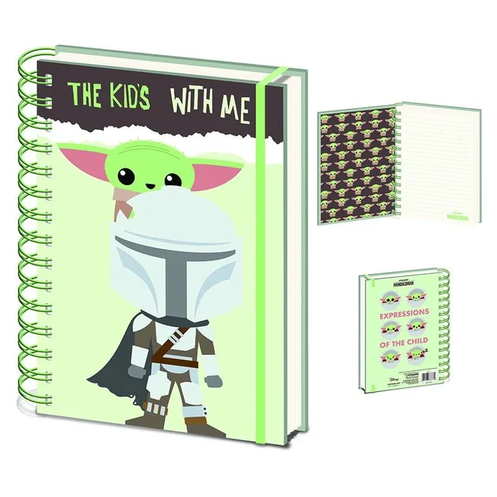 Pyramid International Cuaderno de Star Wars (The Mandalorian ‘The Kid’s With Me’ Design) Wiro A5 bloc de escritura y diario, regalos de Star Wars para hombres, mujeres y niños, mercancía oficial