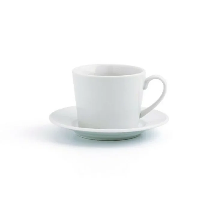 Quid Renova Tazas, Porcelana, Color Blanco, Estándar, juego de 6 tazas x 20 cl con platillo