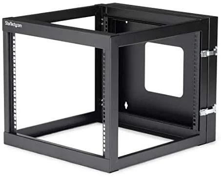 rack de acero de marco abierto de pared 8u 22in pulgadas de profundidad con bisagra,garantia lifetime