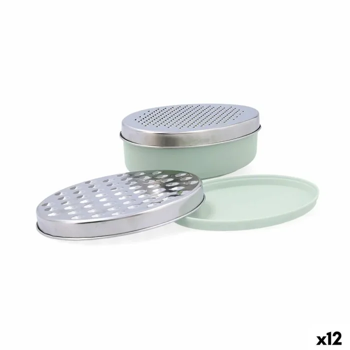 Rallador con depósito quid ozon verde metal 17 x 12 x 7 cm (12 unidades)