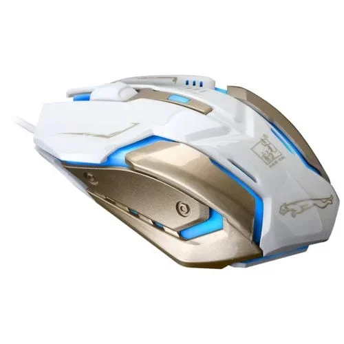 Ratón de Juego Óptico Chasing Leopard K1 USB 1600Dpi Silencioso con Cable 1,3 m Retroiluminación LED Ajustable (Blanco)