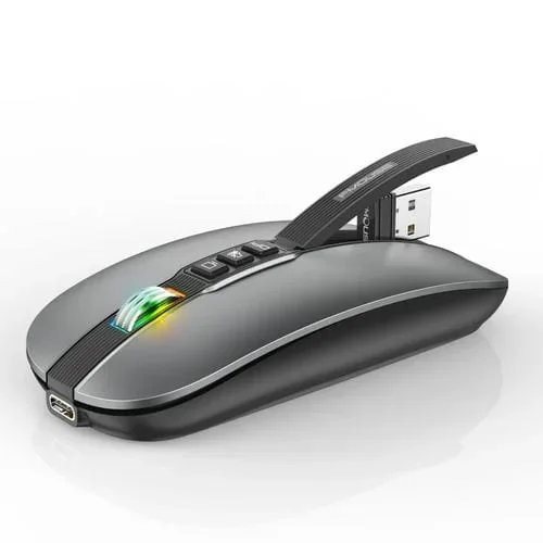 Ratón Inalámbrico Hxsj M113 2400Dpi Modo Dual 2.4Ghz Bluetooth 5.1 (Gris Metálico)