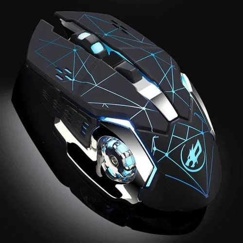 Ratón Inalámbrico Recargable WaRWolf Q8 para Juegos (Negro)