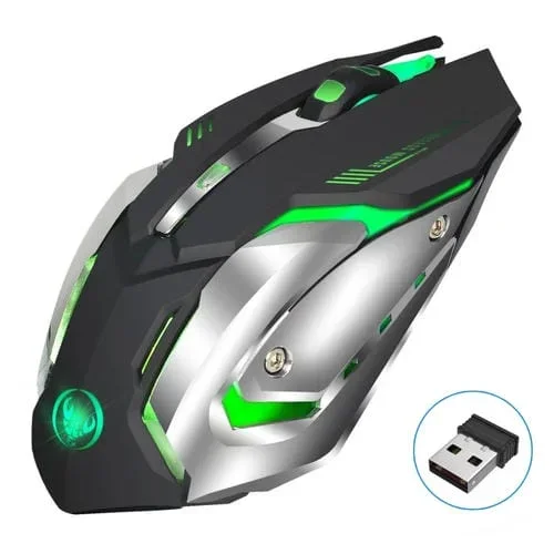 Ratón Óptico Inalámbrico Hxsj M10 2,4 GHz 6 Teclas USB Recargable Iluminación Colorida Ergonómico 2400Dpi para Juegos Computadoras de Escritorio