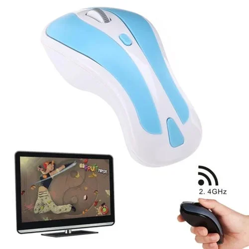 Ratón Óptico Inalámbrico Pr-01 6D Gyroscope Fly Air Mouse 2.4G USB 1600 Dpi para PC Android Smart TV Box (Azul y Blanco)