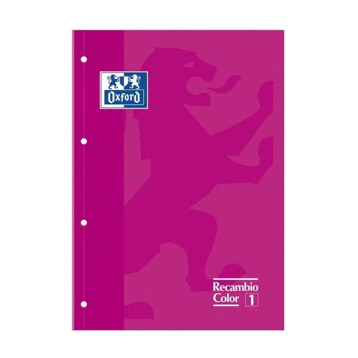 Recambio oxford cuaderno a4+ rosa – 80 hojas – 4 taladros – cuadricula 5×5 con recuadro