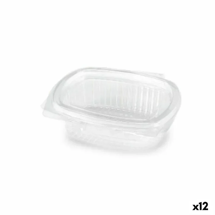 Recipiente conservador de alimentos algon reutilizable 250 ml transparente ovalado 14 x 11 x 4,5 cm (12 unidades)