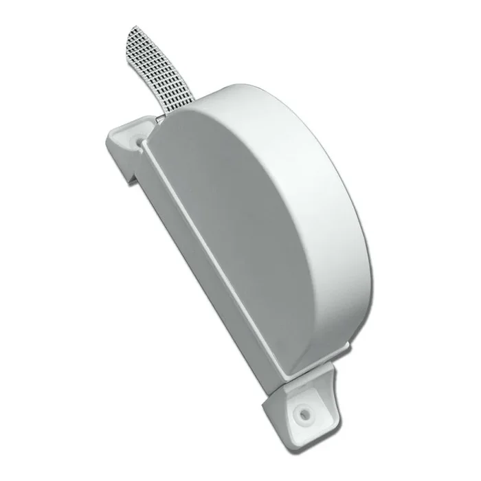 Recogedor de persiana exterior abatible «PR02» con mecanismo para cinta de 14mm de ancho 17,5×3,2x12cm color blanco (incluye cin