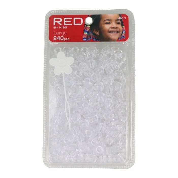 RED by Kiss 240 cuentas de pelo, cuentas grandes y coloridas para trenzas de cabello, cuentas de pulsera, cuentas para manualidades, cuentas de plástico para niños, cuentas para hacer joyas