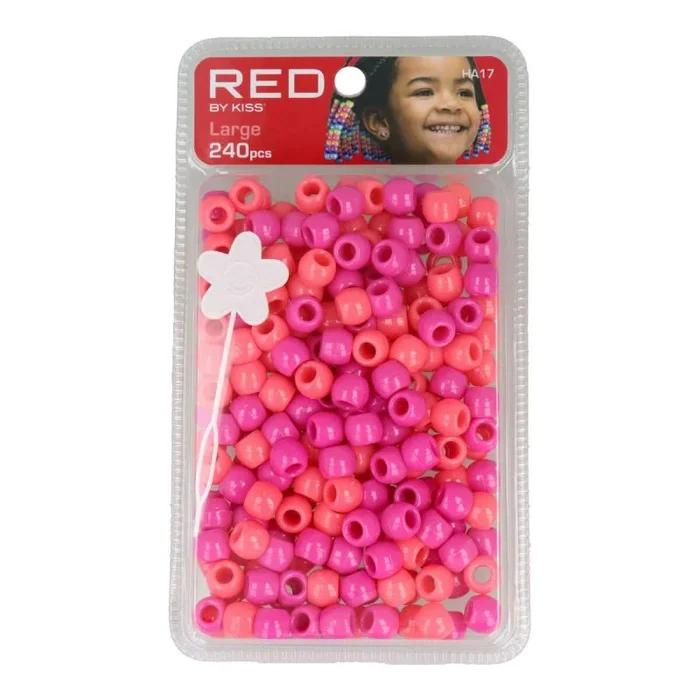 RED by Kiss – Perlas de plástico para niños, 240 unidades, para trenzas, pulseras, manualidades, perlas de plástico para niños, para hacer joyas, surtido de rosas