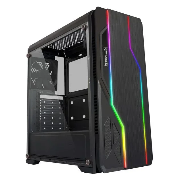 Redragon devastator gc550 caja torre atx, micro atx – panel lateral acrilico – iluminacion led rgb – tamaño hdd 2.5″, 3.5″ – usb 3.0 y audio – ventilador incluido