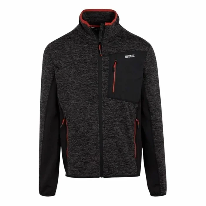Regatta Chaqueta de forro polar con cremallera completa Baslinn para hombre, Negro jaspeado y negro, S