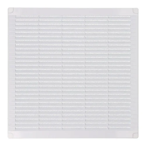Rejilla ventilación cuadrada con tapones y mosquitera 300x300x7mm abs blanca