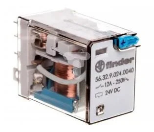 RELE FINDER 24Vdc 2Vtos Pulsador De Prueba 12A/250Vac 56329024.0040