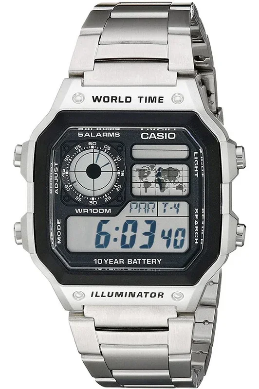 Reloj Casio AE-1200WHD-1AVCF Resina correa color: Metálico Dial LCD Digital Hombre