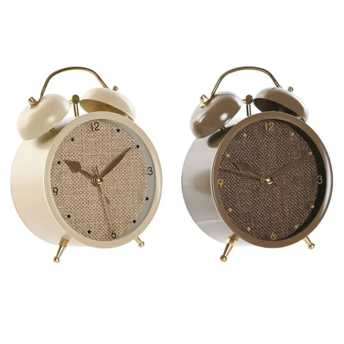 Reloj de mesa home esprit marrón beige (2 unidades)
