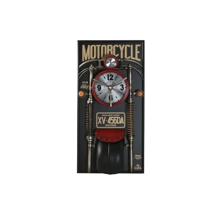 Reloj de pared home esprit negro rojo dorado pvc metal moto vintage 60 x 18 x 120 cm