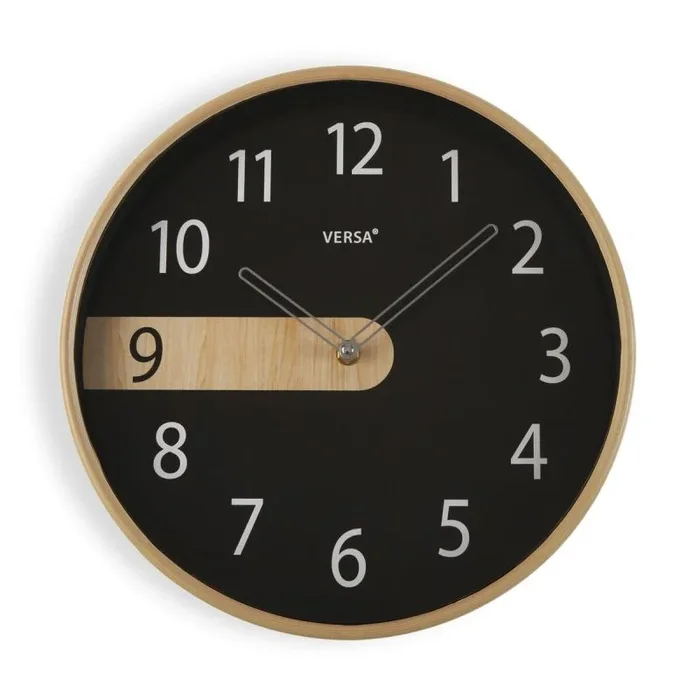 Reloj de pared versa negro plástico cuarzo 4,3 x 30,5 x 30,5 cm