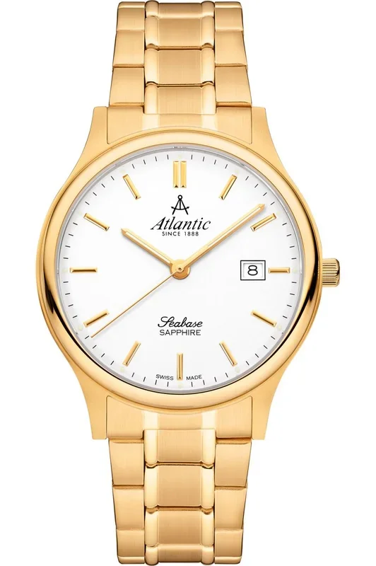 Reloj de pulsera Atlantic Seabase – 60348.45.11 correa color: Oro amarillo Dial Blanco Hombre