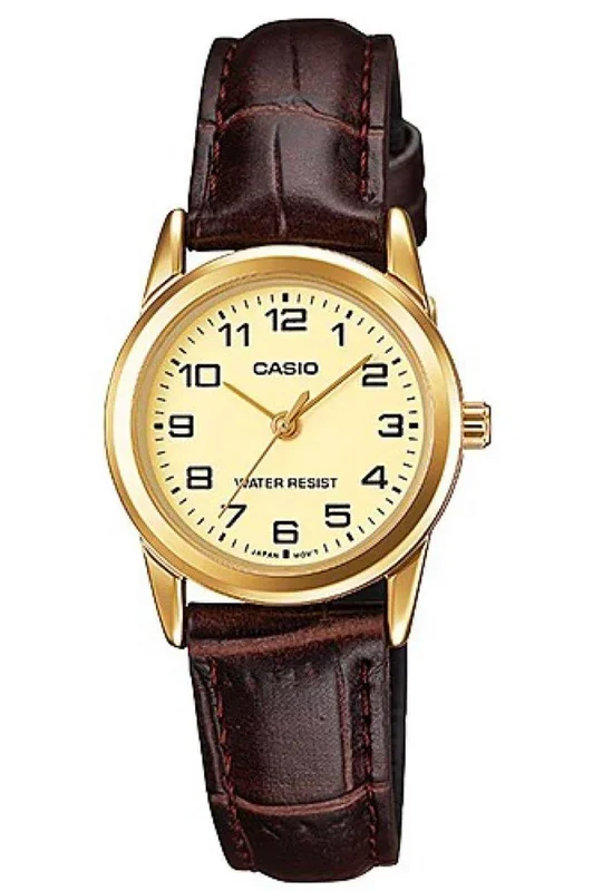 Reloj de pulsera CASIO Collection – LTP-V001GL-9B correa color: Marrón Dial Champán Mujer