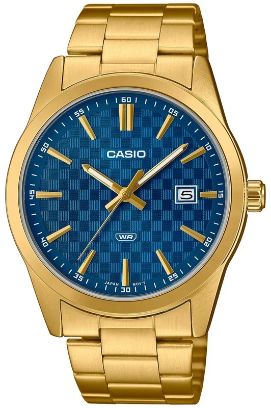 Reloj de pulsera CASIO Collection – MTP-VD03G-2A correa color: Oro amarillo Dial Azul Hombre