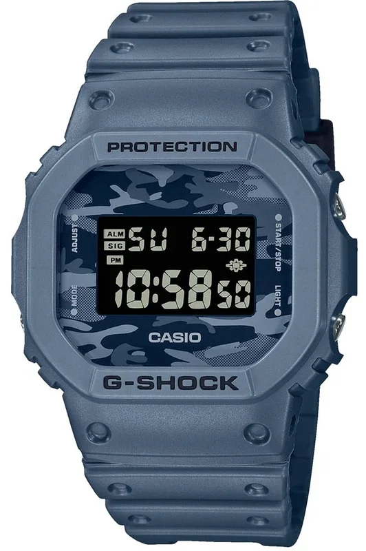 Reloj de pulsera CASIO G-Shock – DW-5600CA-2ER correa color: Azul luminoso Dial LCD Camuflaje Azul luminoso Negro Hombre