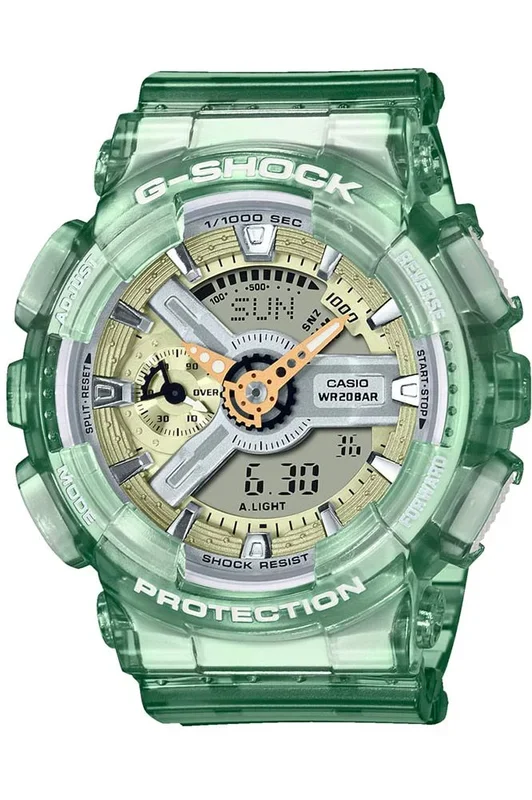 Reloj de pulsera CASIO G-Shock – GMA-S110GS-3AER correa color: Verde Dial LCD Gris plata Unisex
