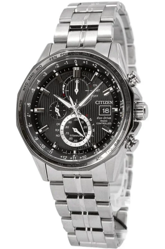 Reloj de pulsera CITIZEN Eco-Drive – AT8218-81E correa color: Gris plata Dial Negro Hombre