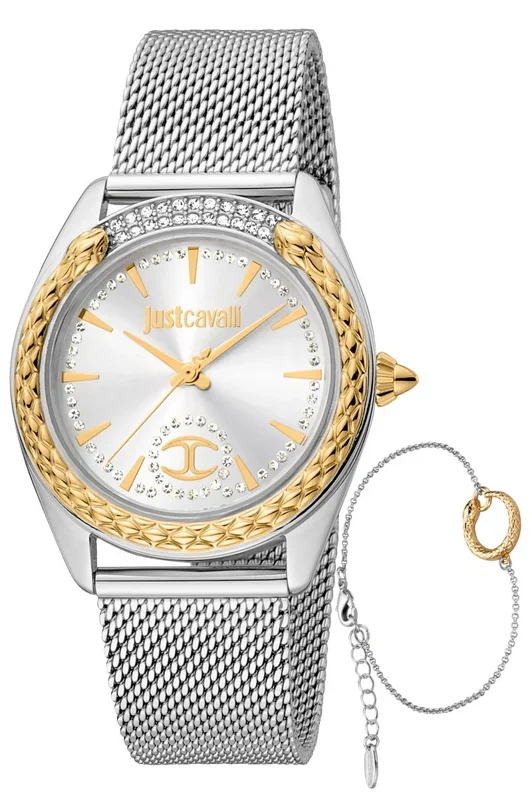 Reloj de pulsera Just Cavalli Animalier Prestigio 2 – JC1L195M0255 correa color: Gris plata Dial Gris plata Mujer
