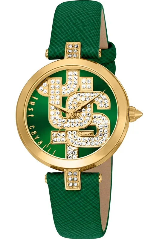 Reloj de pulsera Just Cavalli Glam Chic Maiuscola – JC1L241L0035 correa color: Verde botella Dial Verde botella Hombre