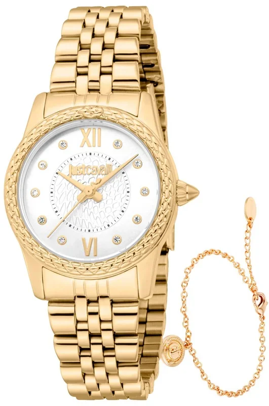 Reloj de pulsera Just Cavalli Just Cavalli SET Sublime Animalier – JC1L360M0055 correa color: Oro amarillo Dial Gris plata Mujer
