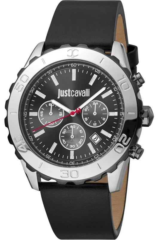 Reloj de pulsera Just Cavalli Modern Crono Robusto – JC1G214L0035 correa color: Negro Dial Negro Hombre