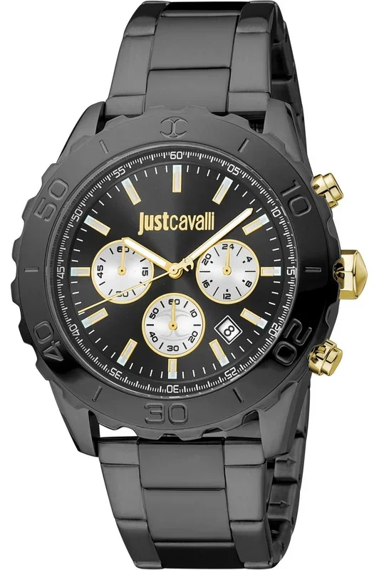 Reloj de pulsera Just Cavalli Modern Crono Robusto – JC1G214M0085 correa color: Negro Dial Negro Hombre