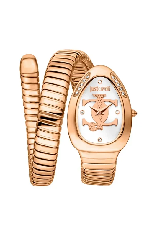 Reloj de pulsera Just Cavalli Signature Snake Serpente logo – JC1L227M0055 correa color: Oro rosa Dial Gris plata Mujer