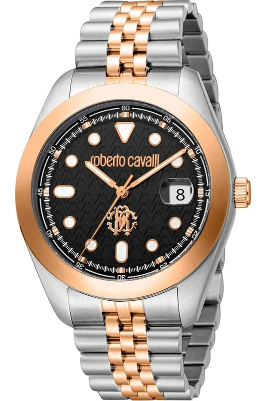 Reloj de pulsera Roberto Cavalli – RC5G051M1045 correa color: Oro rosa Dial Negro Hombre