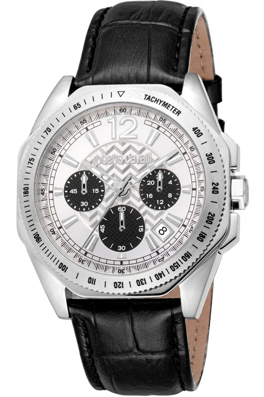 Reloj de pulsera Roberto Cavalli – RC5G100L0015 correa color: Negro Dial Gris plata Hombre