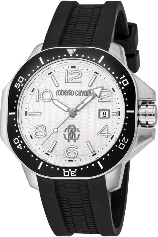 Reloj de pulsera Roberto Cavalli – RC5G101P0015 correa color: Negro Dial Gris plata Hombre