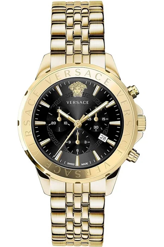 Reloj de pulsera Versace – VEV602123 correa color: Oro amarillo Dial Metal Negro Hombre