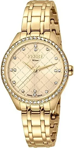 Reloj Ferrè Milano FM1L116M0061 Acero Inoxidable Chapado correa color: Oro Amarillo Dial Champán Analógico Mujer