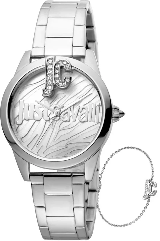 Reloj Just Cavalli JC1L099M0055 Acero Inoxidable correa color: Metálico Dial Plata Analógico Mujer