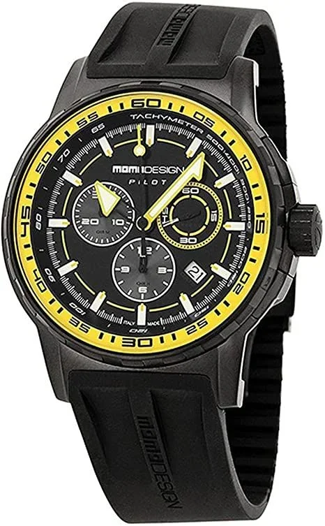 Reloj MOMO Design MD2164BK-51 Acero Inoxidable Chapado correa color: Negro Dial Negro Cronógrafo Hombre
