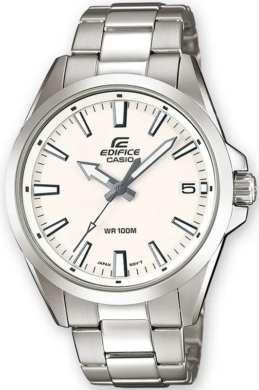 Reloj para Hombre Casio, Modelo EFV-100D-7AVUEF. Reloj de Acero Inoxidable, Correa de Color Metálico y Dial en Color Blanco. Reloj Analógico para Hombre. WR 100 mt.