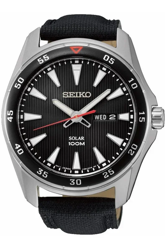 Reloj para Hombre Seiko, Modelo SNE393P2. Reloj de Acero Inoxidable, correa de color Negro y Dial en color Negro. Reloj Analógico para Hombre. WR 100 mt.